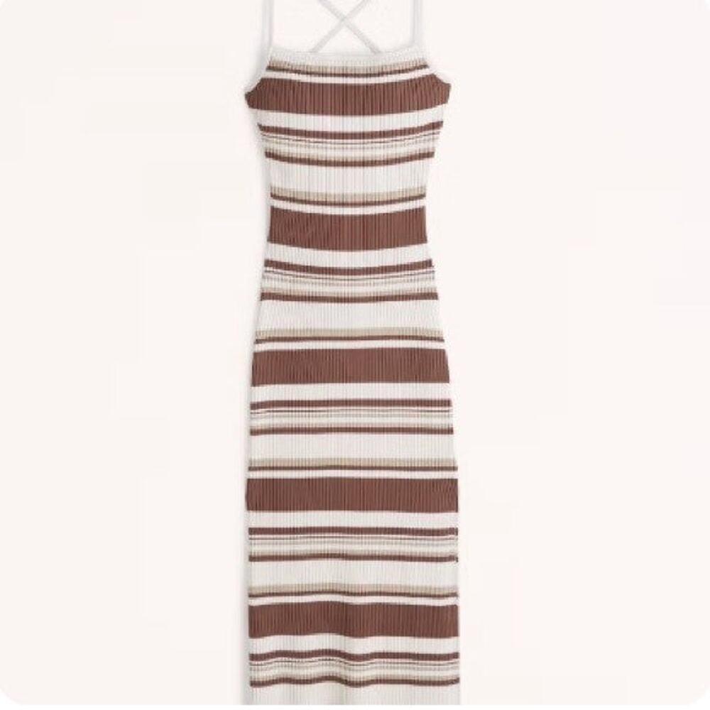 Abercrombie & Fitch Lace-Up Ribbed Midi Dress - S